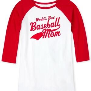 NEW Children's Place Raglan Sleeve Tee Baseball Mom shirt womens size XL gift